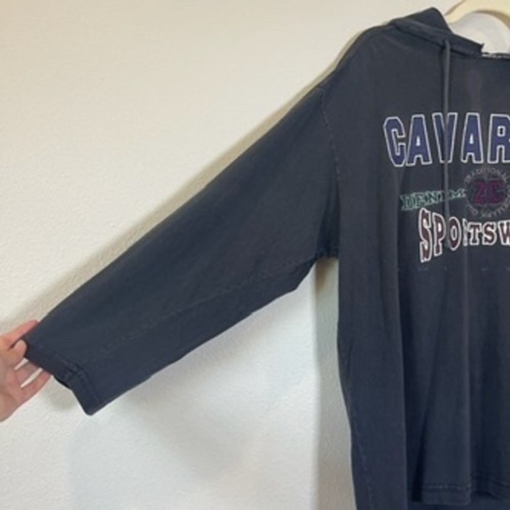 Vintage Z Cavaricci 90's Hooded Graphic Tee Mens Medium Black Long Sleeve Y2K - Picture 3 of 7